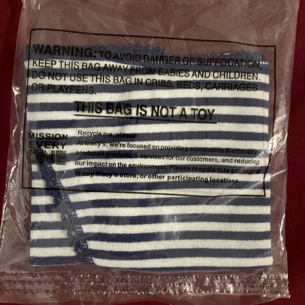 Charter Club Cotton Bikini Panty Blue & White Stripes Size M 2 for $12!